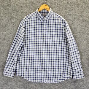 Vineyard Vines Shirt Mens XL Blue White Plaid Performance Classic Fit Tucker